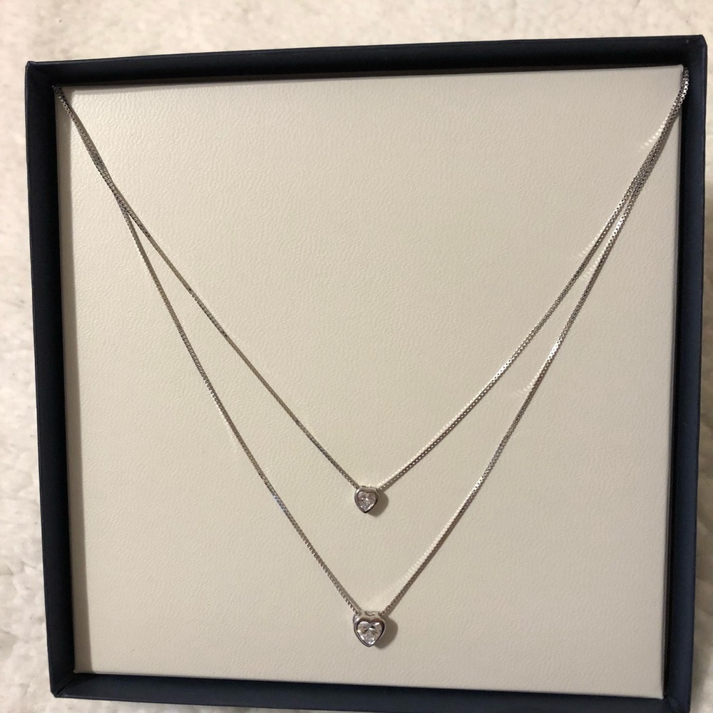 ✨sterling silver heart stacked necklace✨